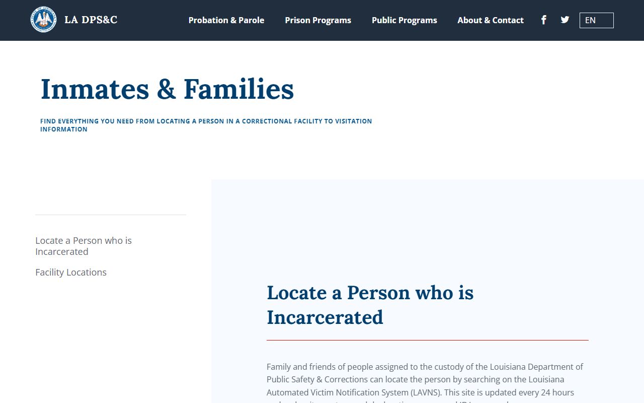 St. Landry Parish arrest records DPS and Corrections offender information page