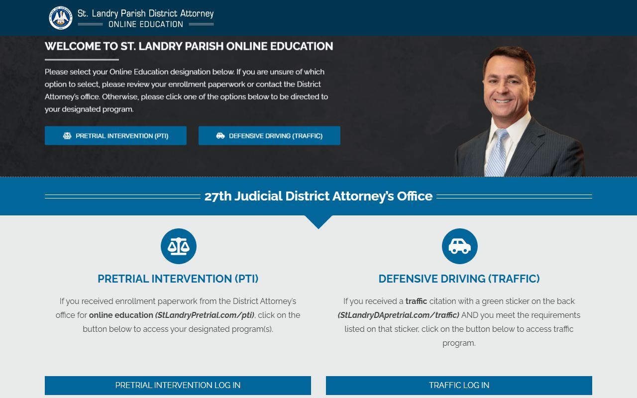 St. Landry Parish court charges DA pretrial and defensive driving portal