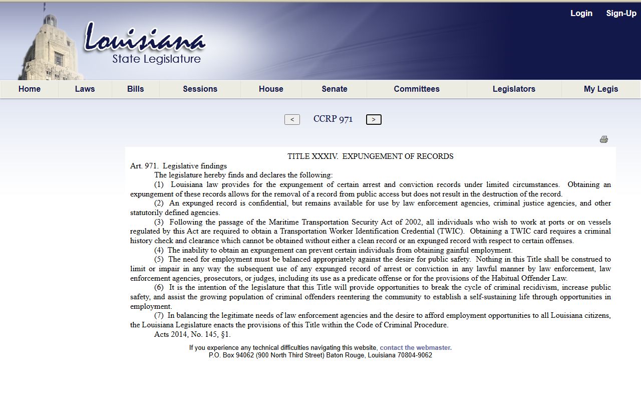 St. Landry Parish court records expungement definition screenshot