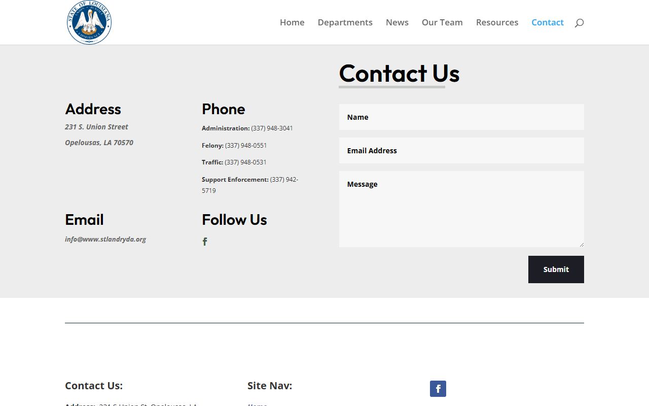 St. Landry Parish criminal court records District Attorney contact screenshot