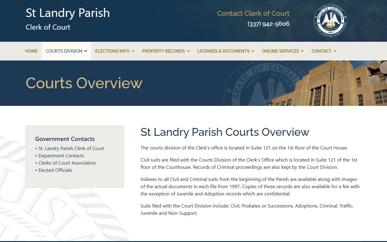 St. Landry Parish court records courts division overview
