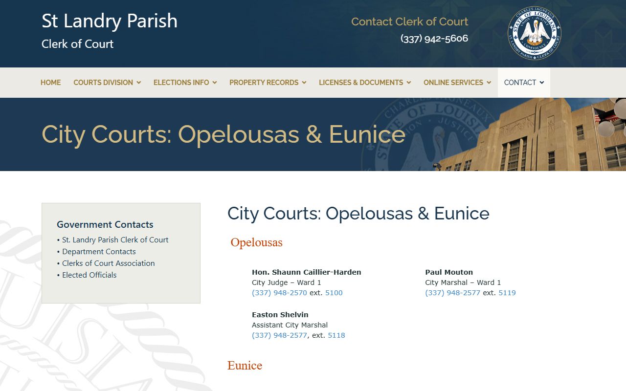 St. Landry Parish court records Opelousas and Eunice city courts