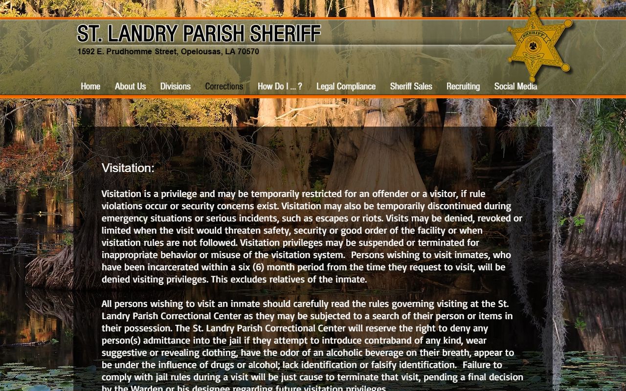 St. Landry Parish inmate records jail visitation schedule