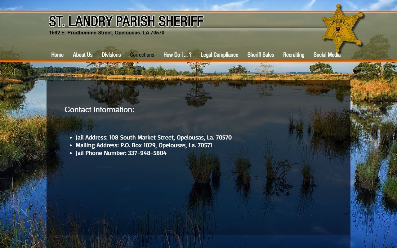 St. Landry Parish inmate records sheriff correctional contact page