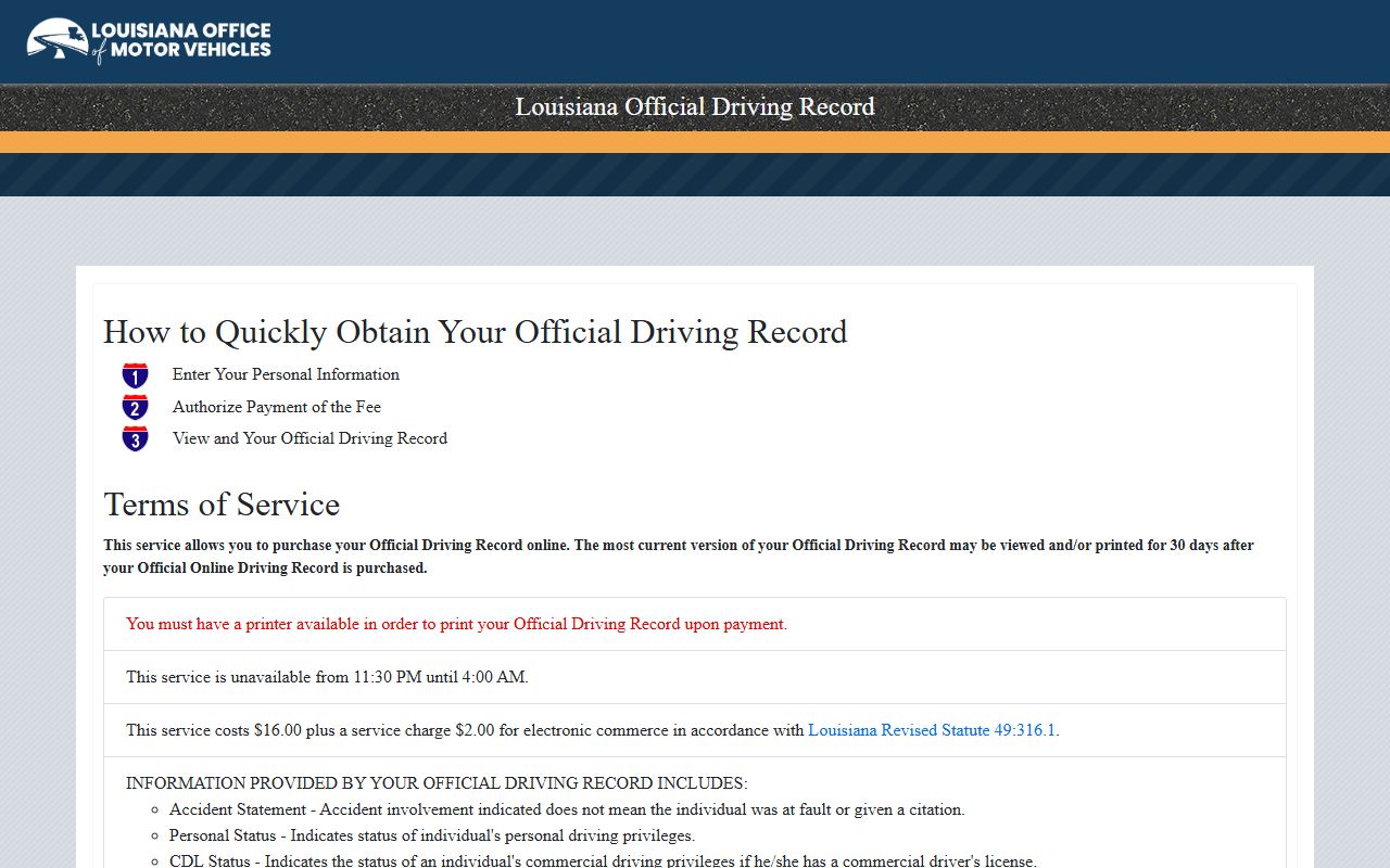 St. Landry Parish traffic court records official driving record transaction