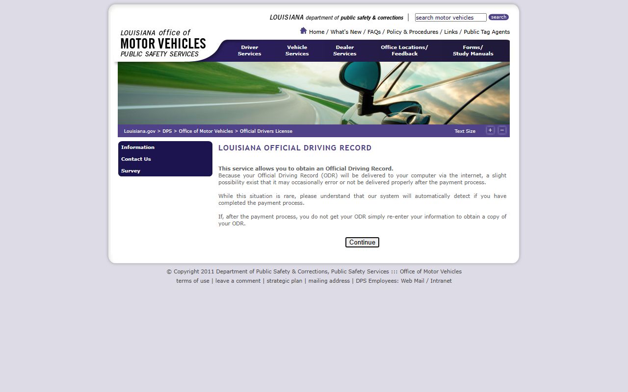 St. Landry Parish traffic court records OMV ODR access page
