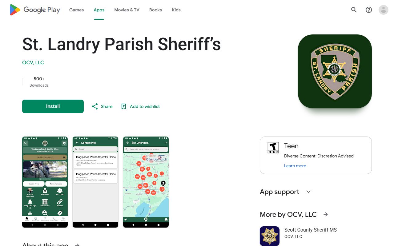 St. Landry Parish warrant records sheriff app Google Play listing