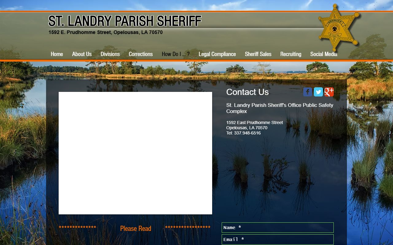St. Landry Parish warrant records sheriff contact and public records request page